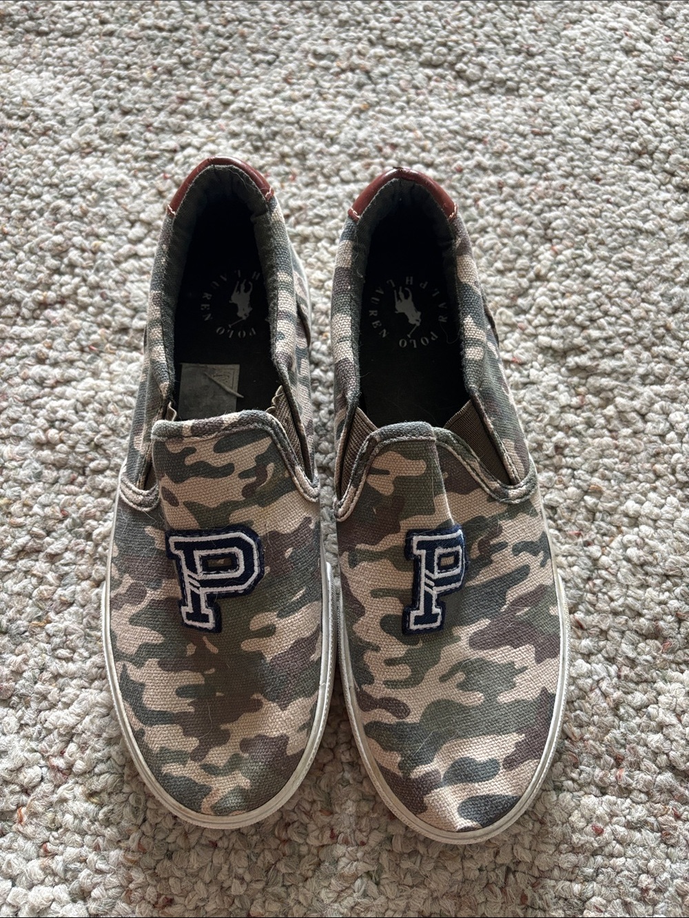Ralph Lauren Camouflage Slip-On Sneakers with 'P' Patch USA size 5